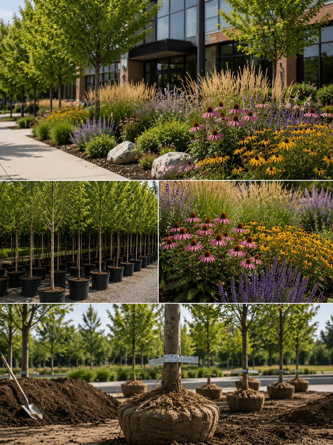 Advanced trees being planted on a commercial site