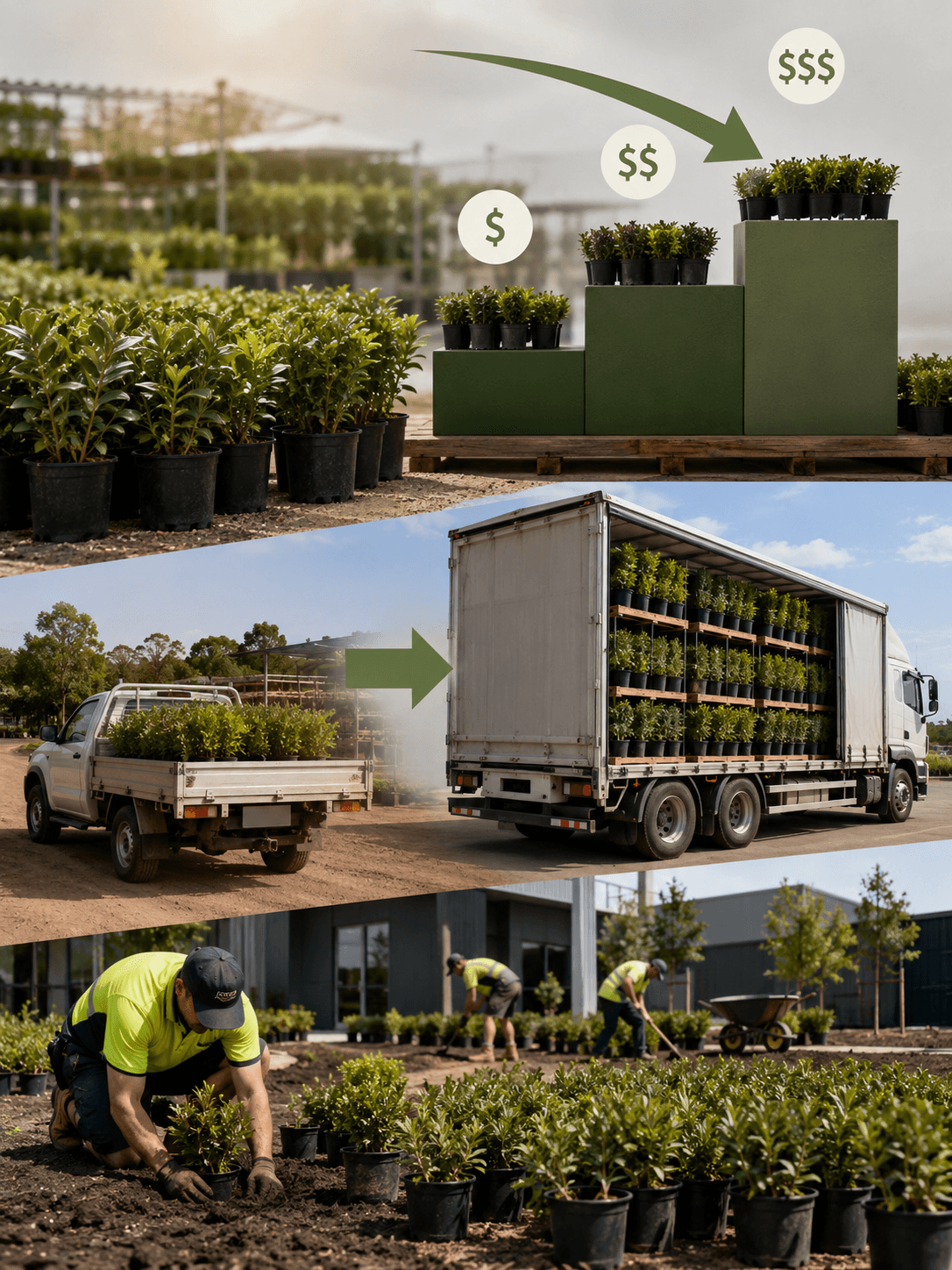 Bulk nursery stock ready for delivery