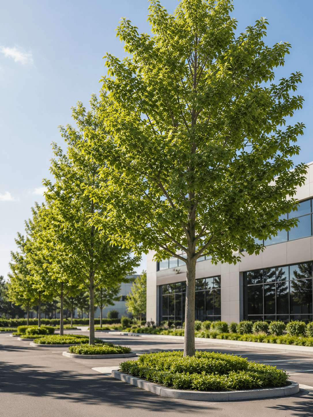 Advanced trees being planted on a commercial site