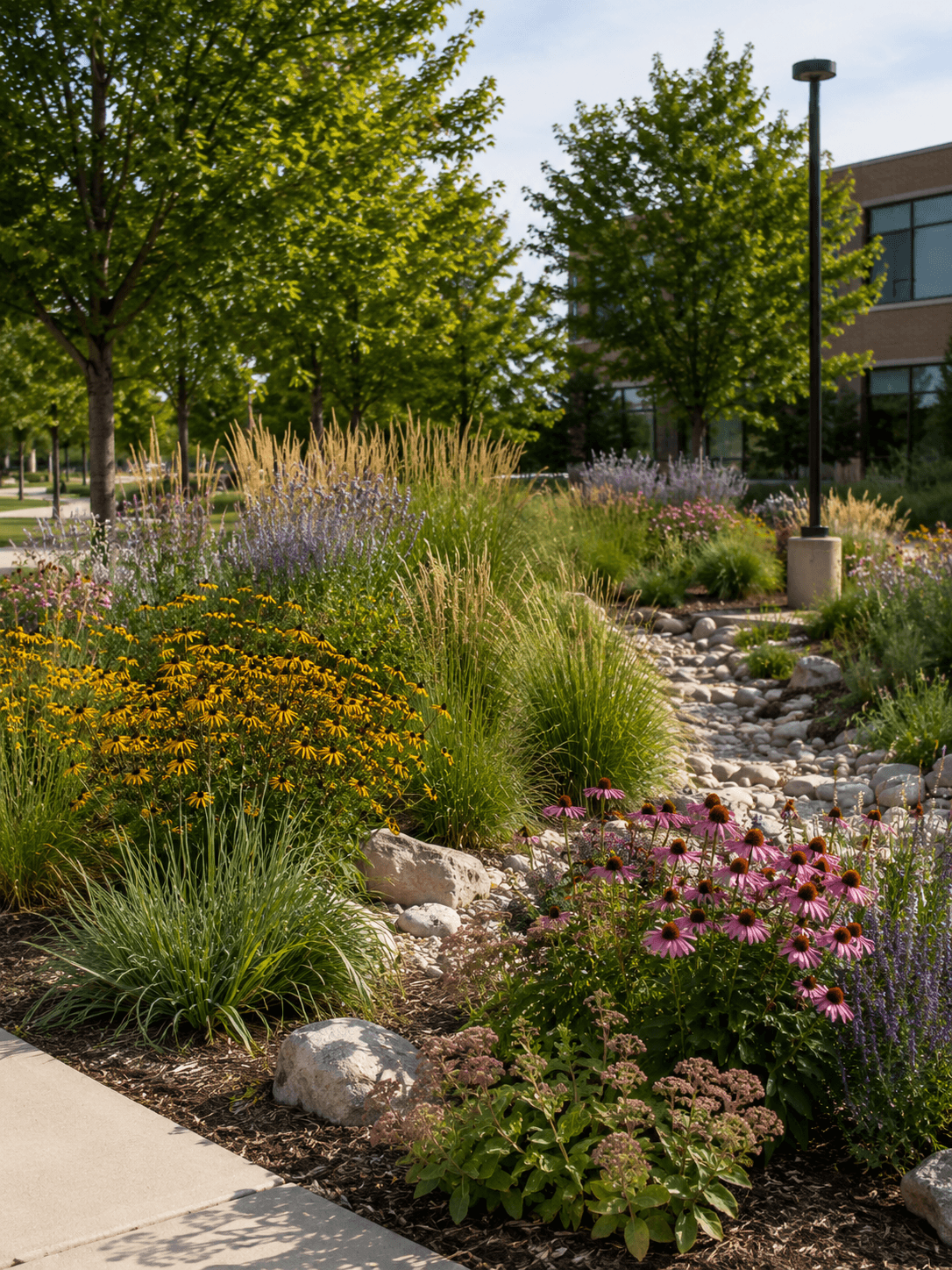 Self-sufficient mass planting design