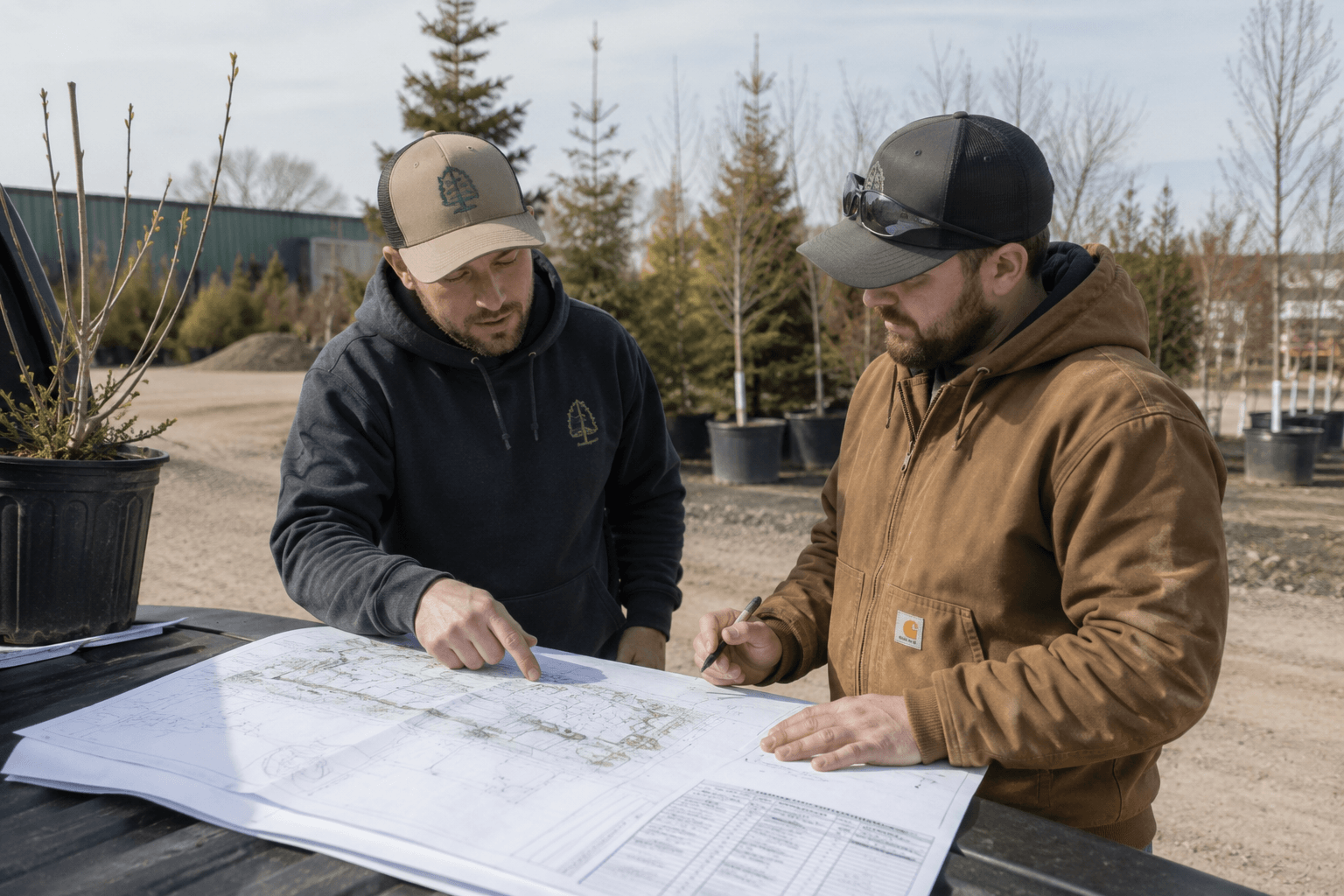 Reviewing a plant schedule and site plan before bidding an Illinois project
